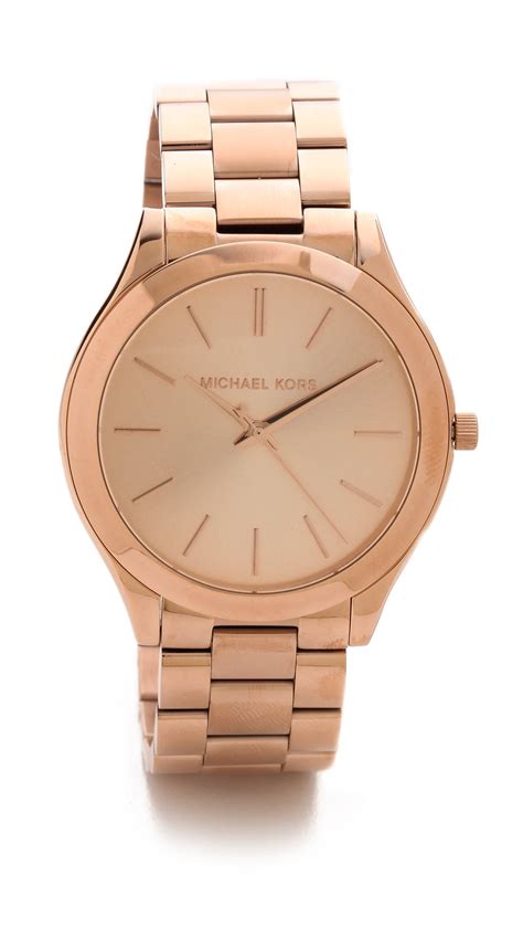 michael kors leather slim runway watch rose gold|Michael Kors runway chronograph.